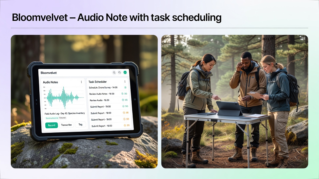 Integrating Audio Note Capabilities with Task Scheduling in Bloomvelvet to Support Field Researchers During Extended Projects